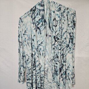 Chicos Light Weight Blue/Green Toned Stretchy Shrug Size 2